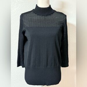 LAUREN MICHELLE Black Knit Sweater with Mesh Detail